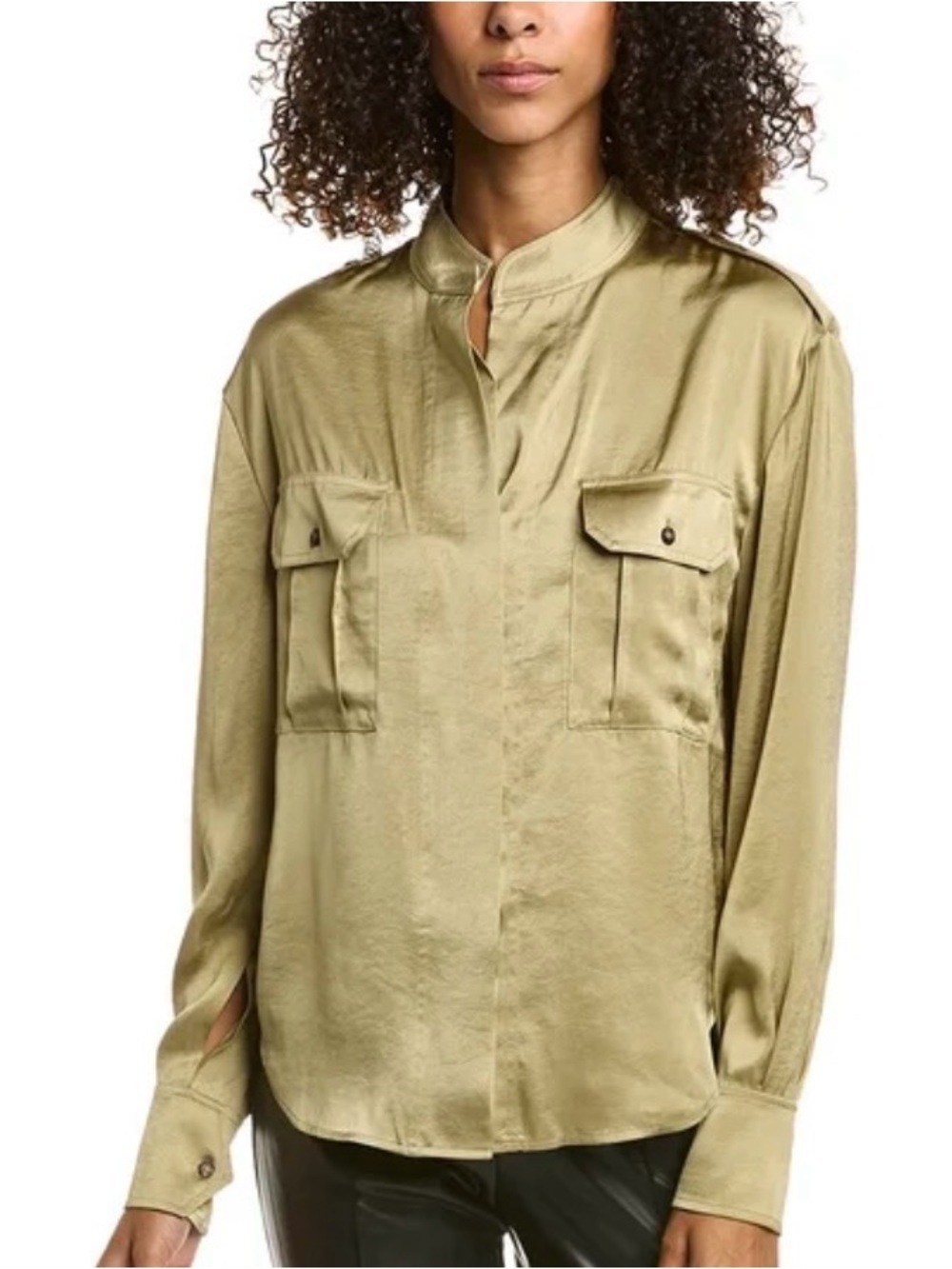 A.L.C. Oakley satin top blouse long sleeve button down women’s 0 EUC